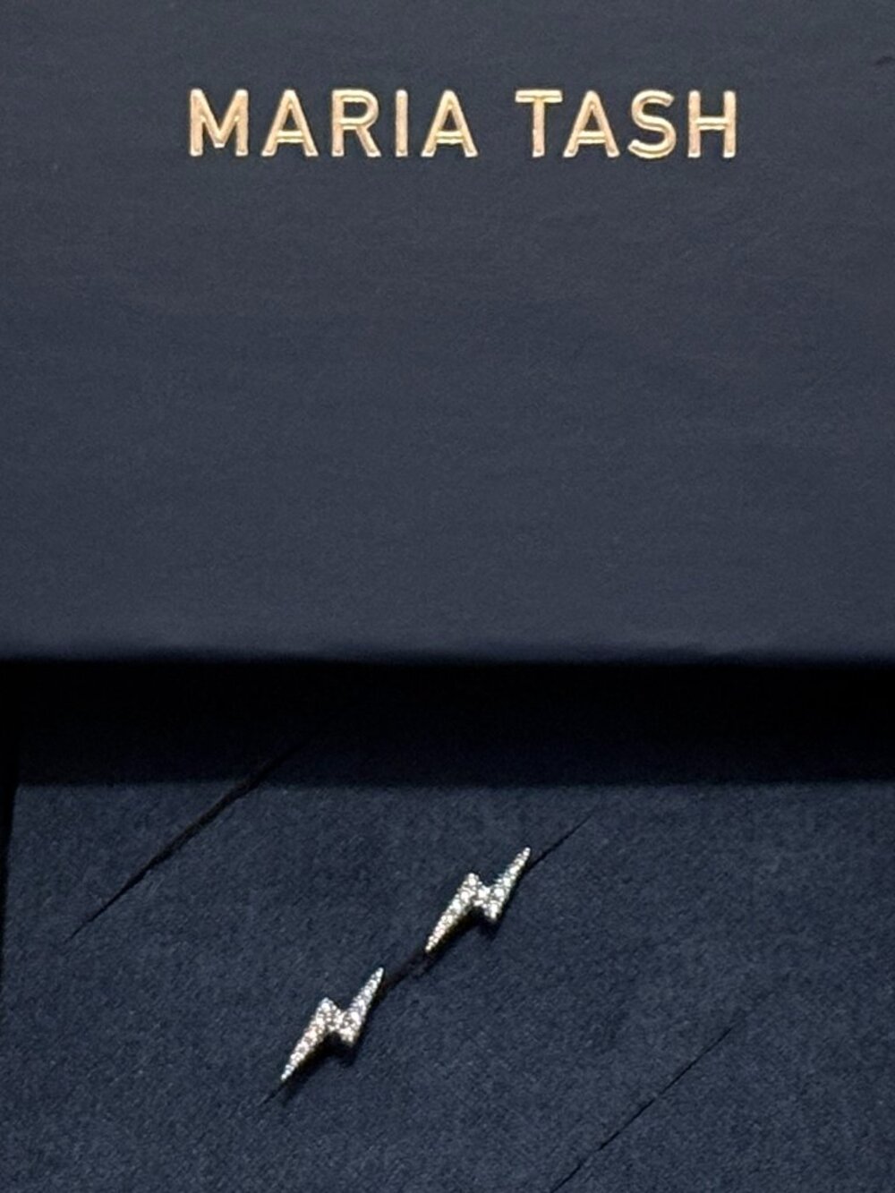 MARIA TASH Diamond Lightning Bolt Threaded WG Stud 11 mm Earring (Single)